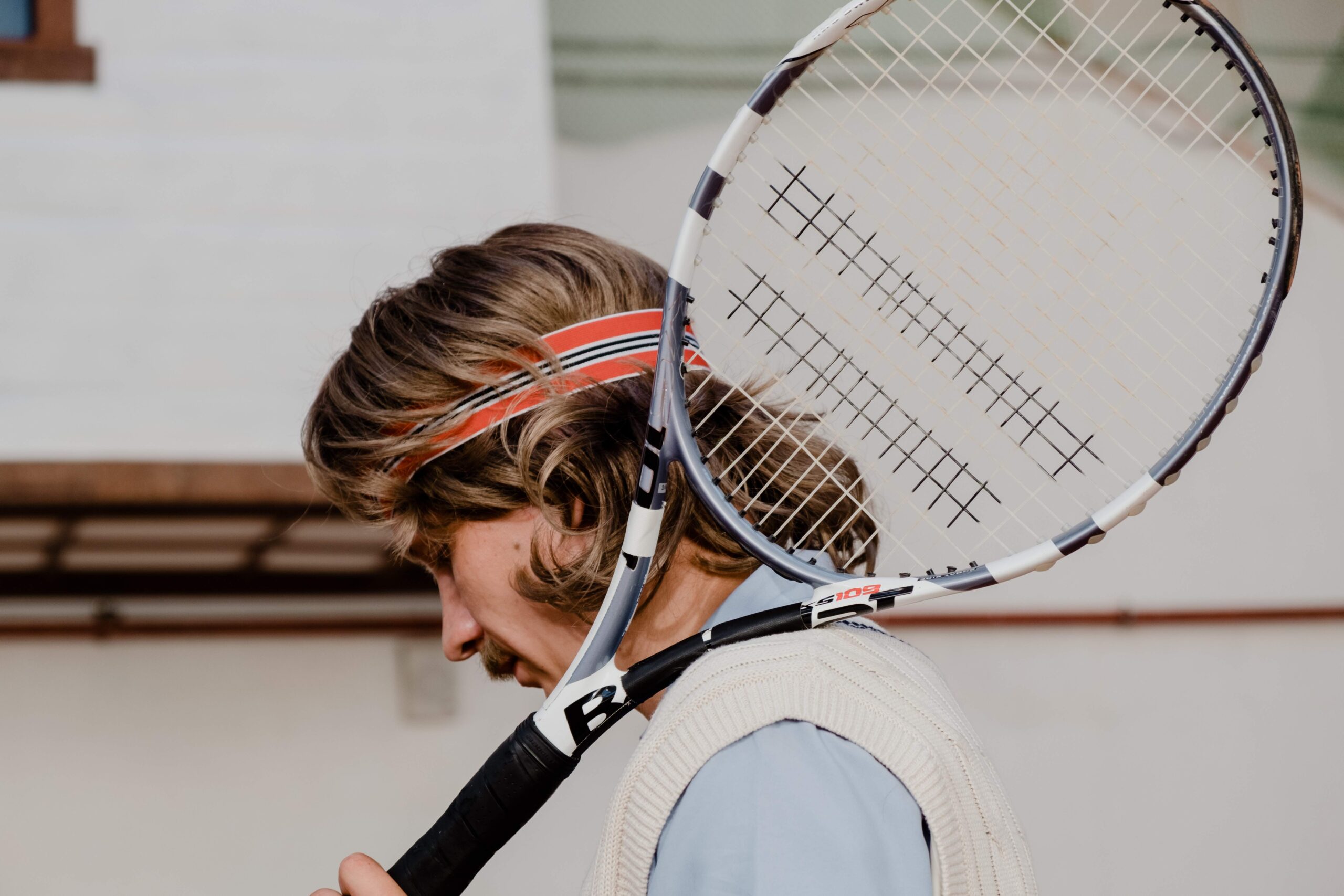 tennis player wearing sweatband